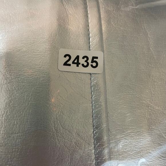 Avec Les Filles Silver Metallic Button Front Trench Coat Belted Medium *flawed - Picture 13 of 13